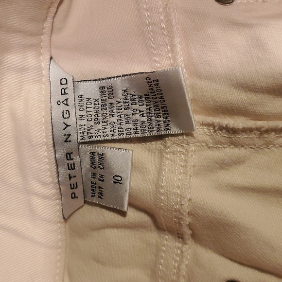 Peter Nygard Womens Luxe Cream Denim Embroidered Sz 10 x 25 Cropped Jeans - Picture 7 of 11